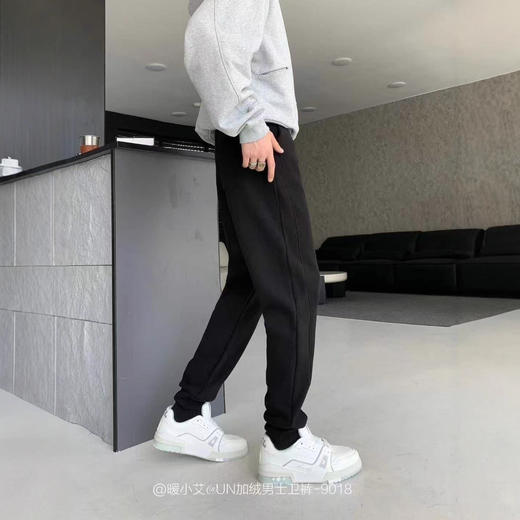 暖小艾9018秋冬加绒男生卫裤潮牌羊羔绒保暖休闲裤百搭束脚卫裤子 商品图1