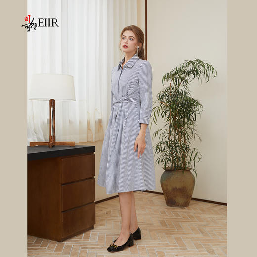 司歌条纹收腰衬衫连衣裙春秋A921252X 商品图4