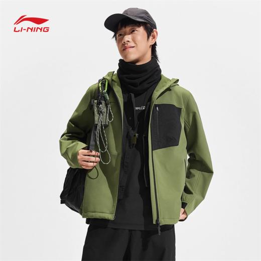 李宁户外CF溯男子加绒保暖反光防泼水宽松软壳外套AFDVB37 商品图2