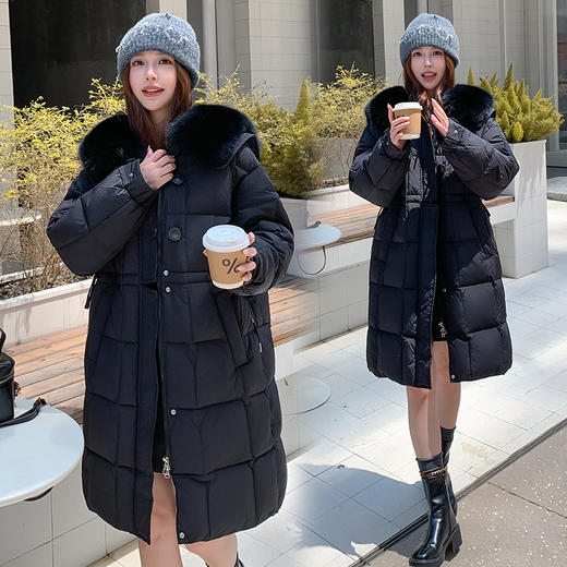 奢姿大码女装2025冬季胖妹妹时尚毛领装饰羽绒服气质减龄休闲外套7354300241 商品图2