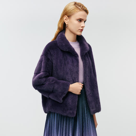 EITIE爱特爱冬季新款奢华立领直筒纯色柔软皮草外套8093715 商品图2