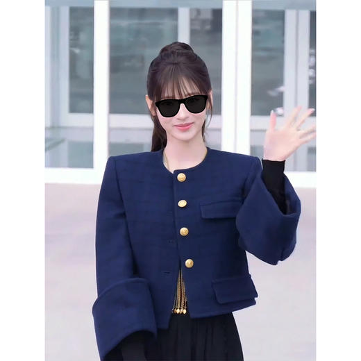 LINCHAOZHANG  【财阀富家干金】LW250135 格纹毛呢外套   LQ250115 拼接半裙 商品图3