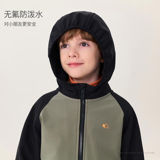 【无氟防泼水】马克珍妮男女童加绒防风软壳外套2025年秋冬新款551230 商品图3