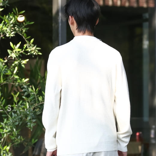 DRONKOO 2025 中领华夫格左下贴小皮标中厚毛衣 商品图4