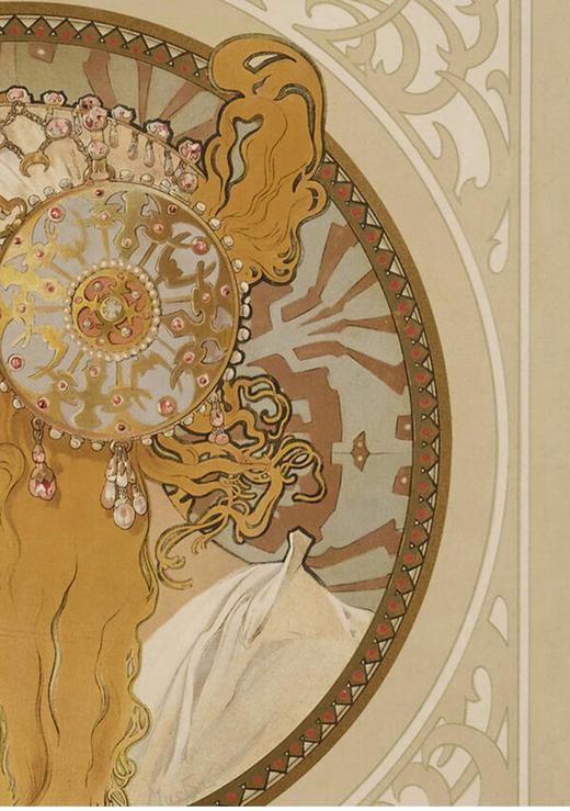 独角鹿西洋古董 1897年法国出品捷克国宝级画家穆夏签名创作版画作品《拜占庭女神》一对 商品图4