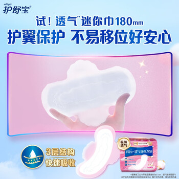 护舒宝【59任选5】透气云感棉迷你巾量少日用180mm12片姨妈巾试用 /个人护理 /女性护理 /卫生巾