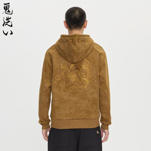 ONIARAI/鬼洗25秋冬泥棒蓝敦煌双鱼刺绣连帽卫衣男士 25NOB54 商品图0