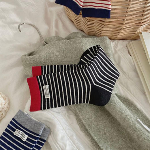 绒绒暖阳条纹布标暖绒袜袜子-纪念日百货门店同款167596504 商品图3