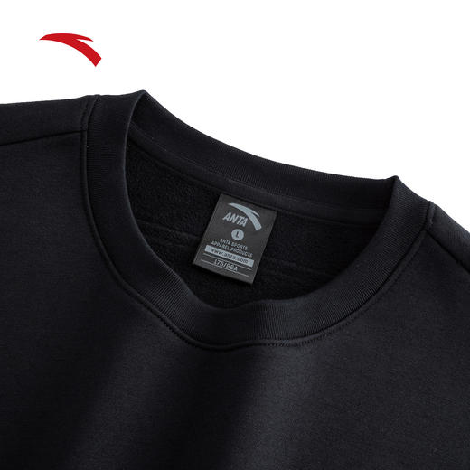 安踏加绒运动卫衣男2025冬季新款纯色训练套头长袖上衣152547726N 商品图3