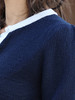 TYNVIE 撞色荷叶边珍珠纽扣开襟针织衫- 深蓝色 商品缩略图11