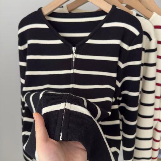 秋冬【新款条纹开衫】长袖针织上衣 修身显瘦百搭气质时尚毛衣 商品图8