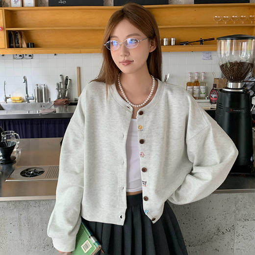 秋季棉质棒球服卫衣开衫外套 设计感刺绣休闲风夹克短款上衣 商品图0