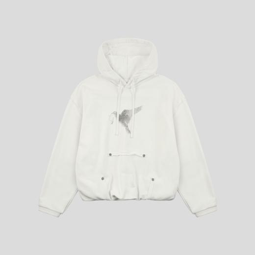 GOODBAI 916 logo白鸽印花连帽抽绳翻折下摆oversize长袖卫衣 商品图2