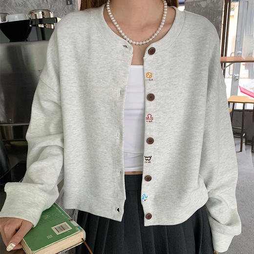 秋季棉质棒球服卫衣开衫外套 设计感刺绣休闲风夹克短款上衣 商品图1