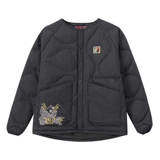 ONIARAI/鬼洗25秋冬泥棒蓝鲤鱼刺绣葫芦线内胆式羽绒服男 N340245 商品图3