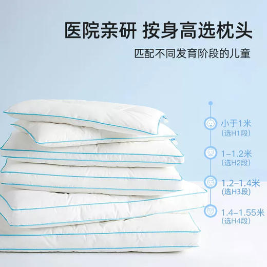 舒飘儿Blue防螨yi菌小蓝枕 儿童定型枕 I A类母婴级 纯棉面料 德国防螨yi菌芯料 根据身高科学设计儿童枕高，有利儿童颈椎发育 商品图2