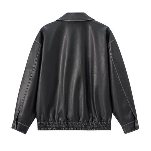 ONIARAI/鬼洗25秋冬新品复古阔型擦色皮夹克男式休闲外套 B340246 商品图4