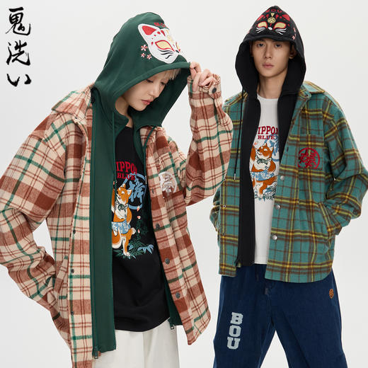 ONIARAI/鬼洗秋冬新棒系列狐狸面具假两件衬衫式外套男女 N340225 商品图0