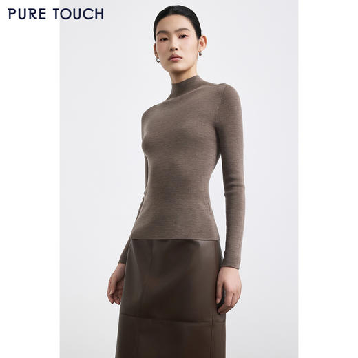 商场同款PURE TOUCH女装25秋冬半高领羊毛打底衫弹力修身针织衫 商品图4