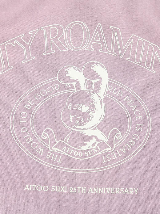 淡紫色连帽卫衣 复古风字母印花宽松上衣 春秋季慵懒感显瘦百搭女式带帽衫 商品图3