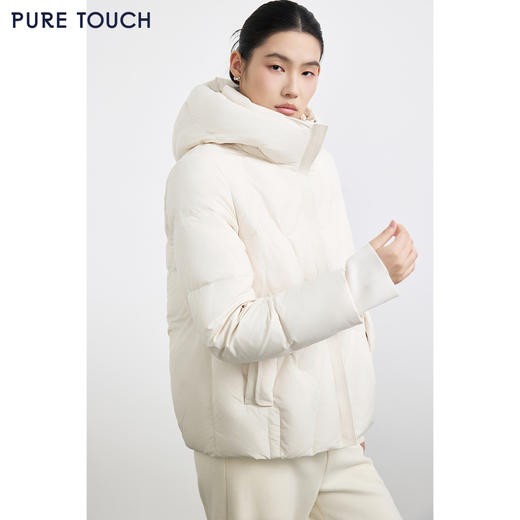 商场同款PURE TOUCH女装25秋冬连帽鹅绒服短款宽松白鹅绒羽绒服 商品图4