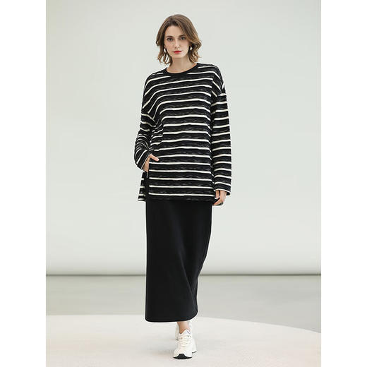 COCOBELLA时尚通勤黑色半身裙女秋冬温暖亲肤遮胯直筒裙HS3162 商品图2