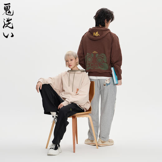 ONIARAI/鬼洗25秋冬棒达摩毛边缝宽松廓形连帽卫衣男女 N240155 商品图2