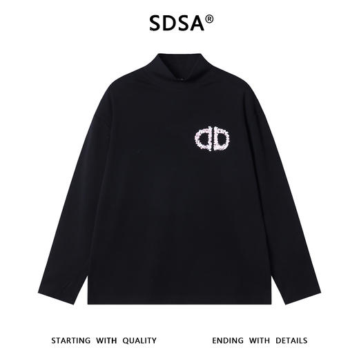 T4988SDSA男士秋冬新款痞帅男装简约时尚手绘字母半高领长袖T恤百搭 商品图1