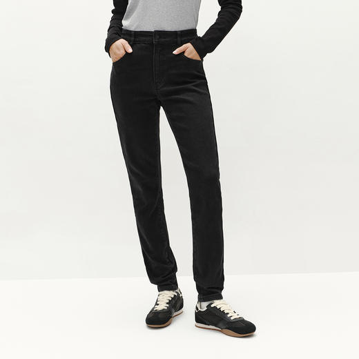 森柔|森马牛仔裤女冬季修身抓毛小脚裤显瘦舒适韩版休闲潮流长裤 商品图1