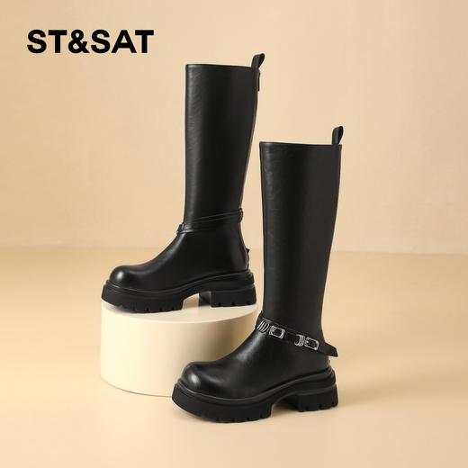 星期六都市甜酷百搭厚底长筒骑士靴SSD4117T3F 商品图3