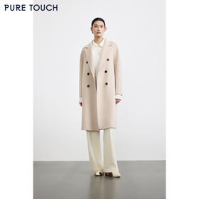 商场同款PURE TOUCH女装25秋冬新款丝绒毛混纺毛呢大衣中长款外套