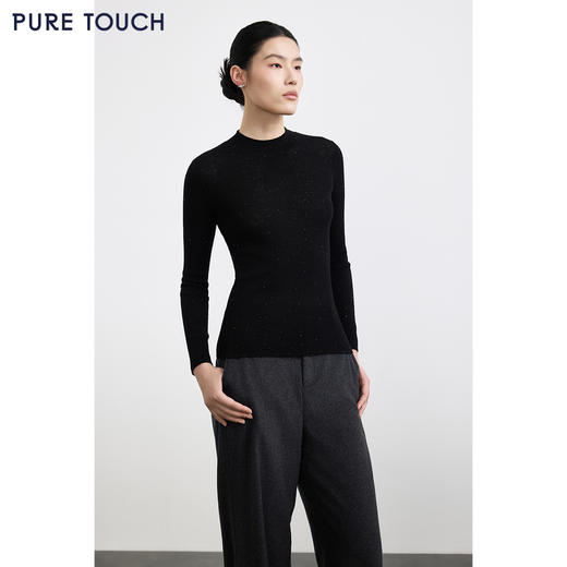 商场同款PURE TOUCH女装 25秋冬羊毛混纺毛针织衫半高领修身毛衣 商品图0