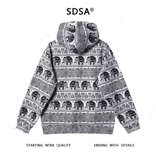 WY1261SDSA男士秋冬新款痞帅男装简约趣味动物条纹连帽卫衣百搭宽松上衣 商品图5