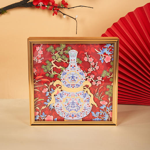大英博物馆 东方梦境系列 双鹊传喜 福禄双全 盖亚·巴斯特系列 柿柿如意 木质叠雕装饰画摆件 商品图2
