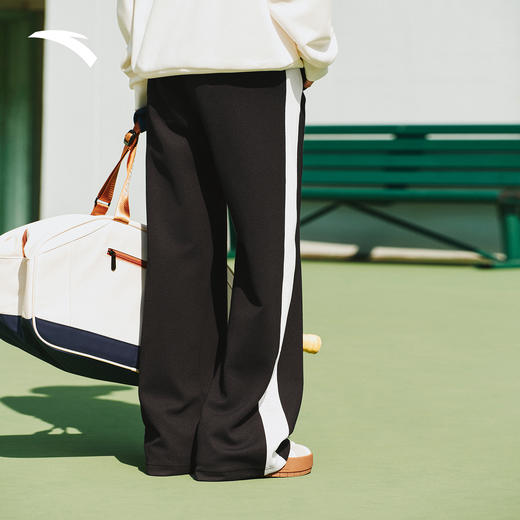 安踏撞色休闲长裤女士2025新款百搭阔腿直筒裤运动长裤162548314 商品图1