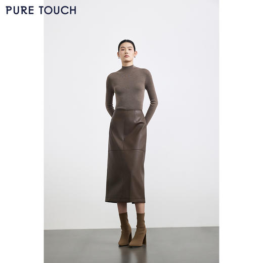 商场同款PURE TOUCH女装 25秋冬新款PU革H型半裙哑光时髦高腰长裙 商品图1
