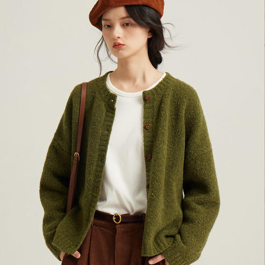 苔藓绿羊毛开衫｜复古百搭，高级显白【3-5天发货】 商品图1