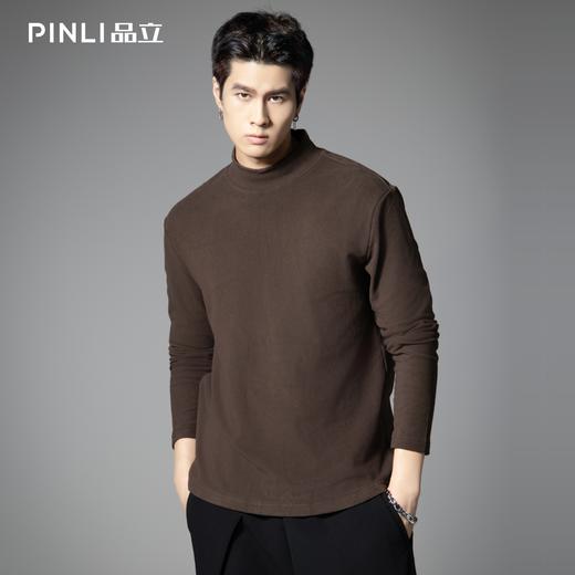 PINLI品立2025秋季新款男士立领纯色百搭打底长袖T恤上衣潮牌体恤GD253111185 商品图4