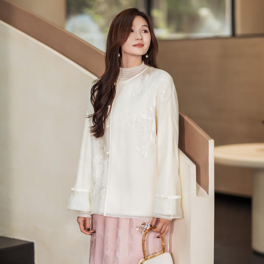 【林栖设计小店】桑蚕丝外套绣花优雅国风钉珠2026早春新款花仙子上衣女1961034 商品图2