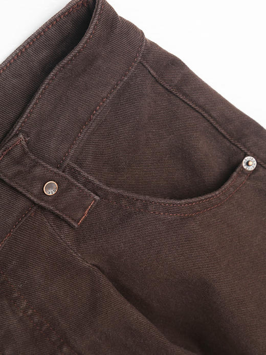 浅卡其色高腰阔腿裤 复古风翻边九分裤 春秋季显瘦百搭宽松女式休闲裤 商品图2