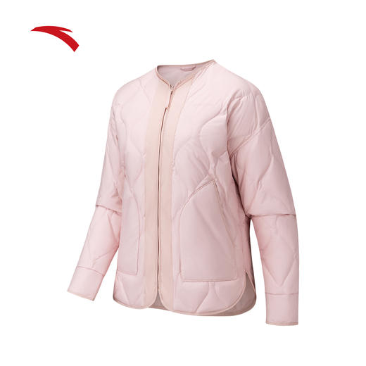 安踏户外无领轻薄羽绒服女士冬季落肩短款鸭绒保暖外套162546903 商品图0