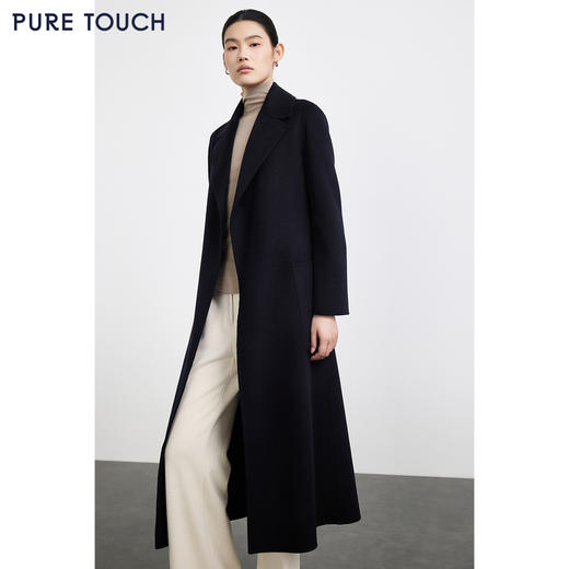 商场同款PURE TOUCH女装25秋冬丝绒毛混纺双面呢大衣长款H型毛呢 商品图4