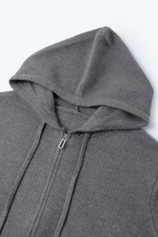 【严选】诗凡黎双拉链韩系慵懒连帽针织开衫7G9433081-4 商品图5