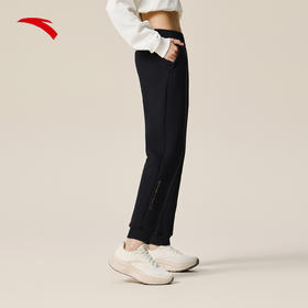 安踏卫裤女士冬季新款黑色针织运动裤简约百搭休闲长裤162537322N