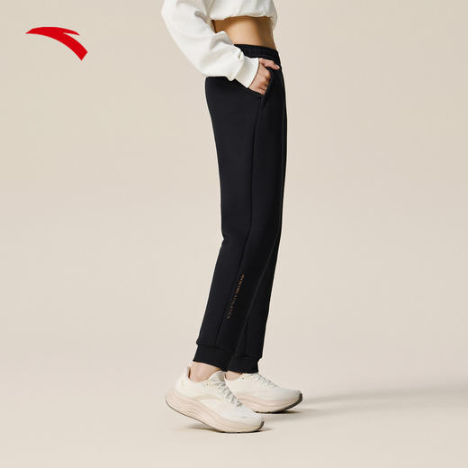 安踏卫裤女士冬季新款黑色针织运动裤简约百搭休闲长裤162537322N 商品图0