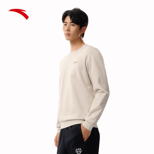 安踏加绒运动卫衣男2025冬季新款纯色训练套头长袖上衣152547726N 商品图0