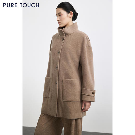 商场同款PURE TOUCH女装25秋冬羊毛混纺毛呢大衣中长款立领短外套 商品图4