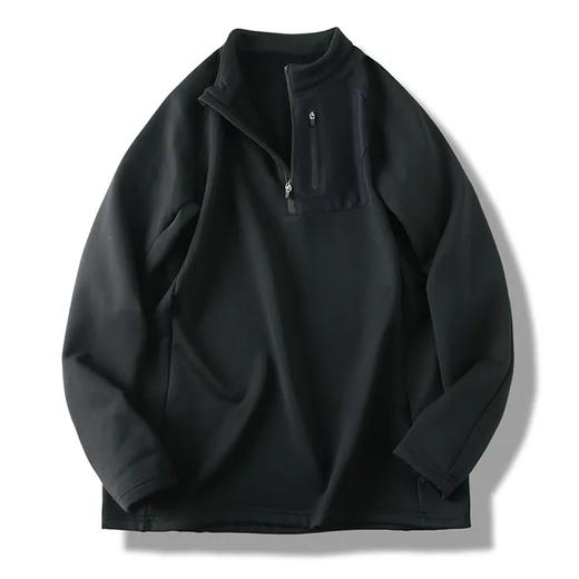 男子高弹力 加厚抓绒上衣 半拉链保暖打底 商品图2