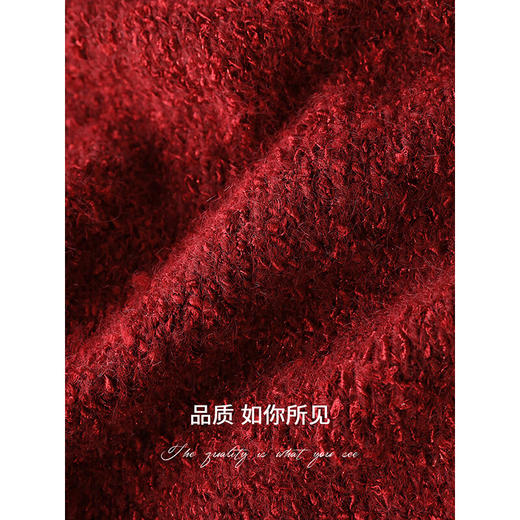 COCOBELLA2025新款樱桃红色中长款厚毛衣女休闲针织衫MZ3226 商品图4