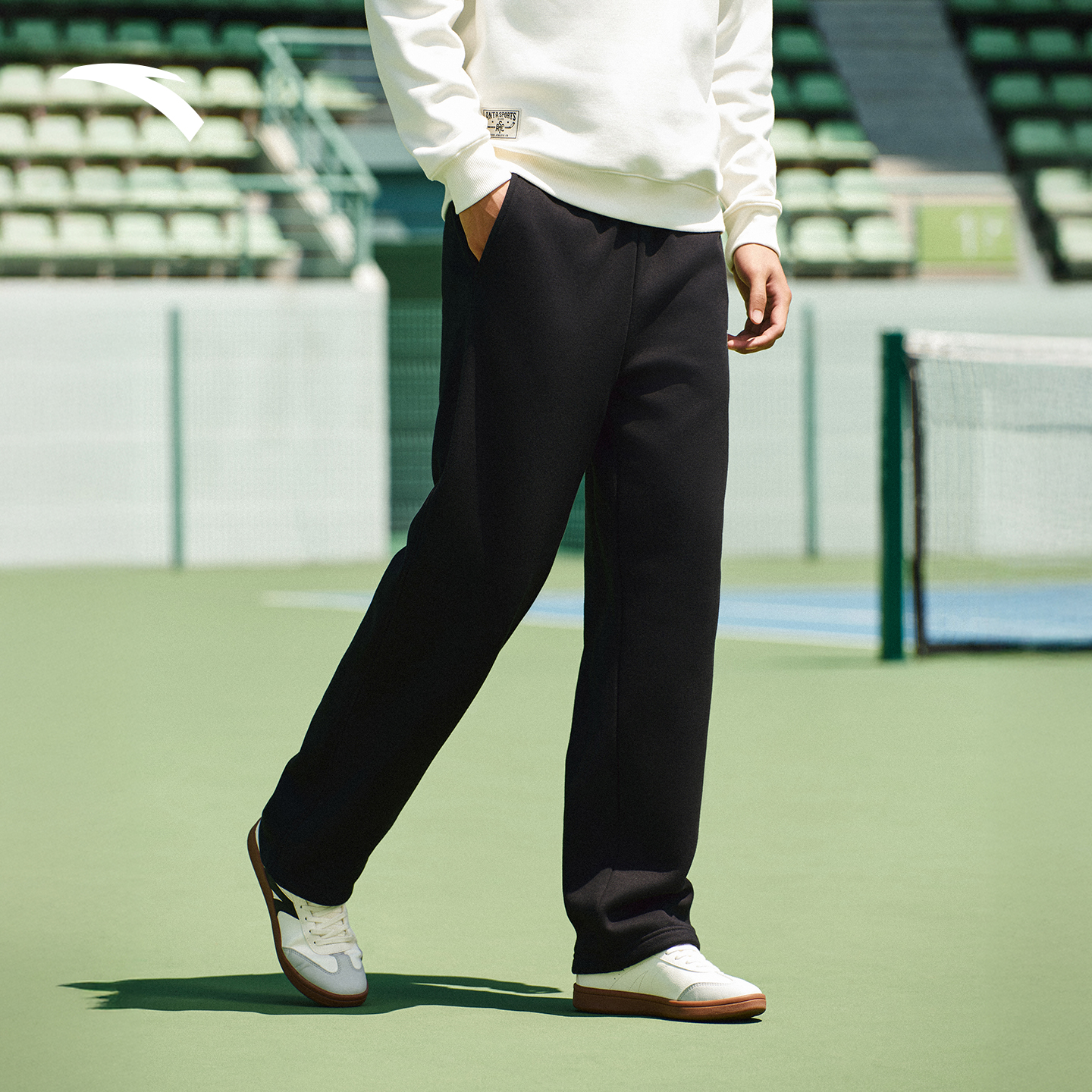 安踏潮流美式休闲长裤男2025冬季新款加绒宽松阔腿裤子152548302N